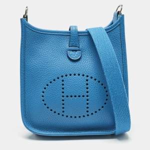 Hermes Bleu Frida Taurillon Clemence Leather Evelyne TPM Bag