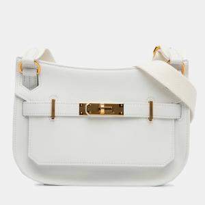 Pre Owned Hermes Mini Jypsiere White Evercolor Leather Crossbody Bag