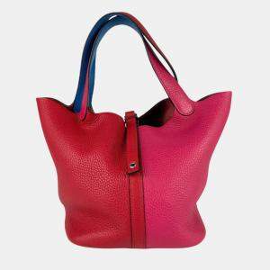 Hermes Picotin Lock Kazak Mm 22 Taurillon Clemence Rouge Cou X Rose Extreme Blue Zanzibar