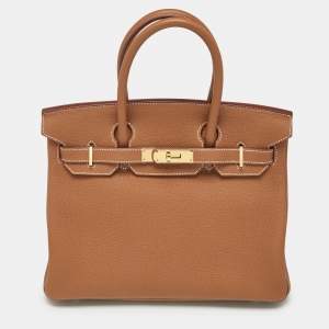 Hermes Gold Togo Leather Gold Finish Birkin 30 Bag