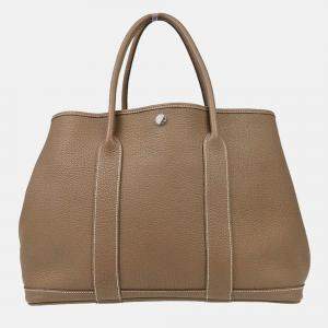 Pre Owned Hermes Garden Party 36 PM Etoupe Gray Negonda Tote Handbag