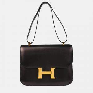 Pre Owned Hermes Constance 23 Black Box Calf Shoulder Bag