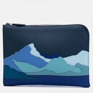 Hermes Endless Road Blue Togo Swift Leather Clutch Bag