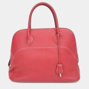 Pre Owned Hermes Relax Bolide 35  Red Leather Bag