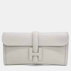 Hermes Zize White Leather Clutch