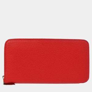 Hermes Rouge Garance Taurillon Clemence Asap Long Wallet