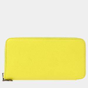 Hermes Lime Epsom Azap Silk In Long Wallet