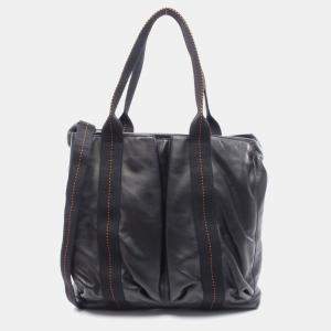 Pre Owned Hermes Caravan Vertical Black Leather Bag  