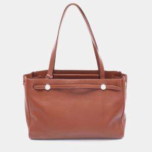 Pre Owned Hermes Cabana Gulliver Brown Leather Tote Bag