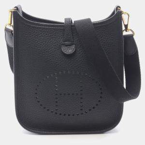 Pre Owned Hermes Evelyne TPM Noir Black Clemence Leather Shoulder Bag 