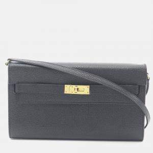 Hermes Kelly To Go Crossbody Shoulder Bag Y Chevre Leather Black Ghw