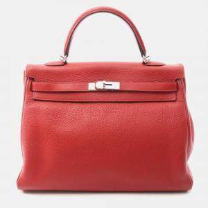 Pre Owned Hermes Kelly 35 Vermillion Red Togo Leather Handbag