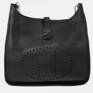 Pre Owned Hermes Evelyne III GM Black Taurillon Clemence Leather Shoulder Bag
