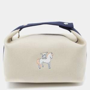 Pre Owned Hermès Gris Perle Canvas Large Cabriole Bride-a-Brac Case