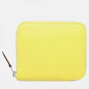 Pre Owned Hermes Azap Compact Silk In Lime Evercolor