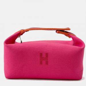 Pre Owned Hermes Brid A Black Hibiscus Canvas PM Bag