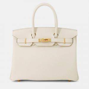 Pre Owned Hermes Birkin 30 Craie Togo Leather Tote Bag