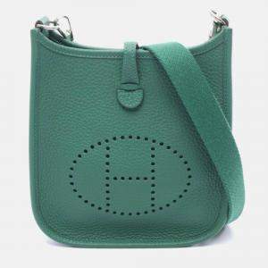 Pre Owned Hermes Evelynetpm Green Leather Handbag