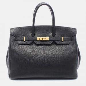 Pre Owned Hermes Birkin 35 Black Leather Handbag