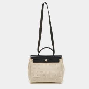 Pre Owned حقيبة هيرمس هيرباغ زيب 31 كانفاس إتش/إبيين وجلد أحمر 