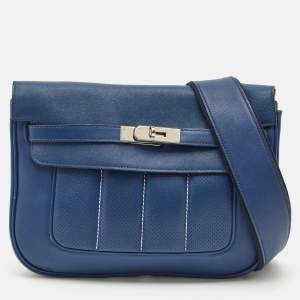 مملوكة مسبقًا Hermes Bleu Saphir Swift Leather Palladium Finish Berline 28 Bag