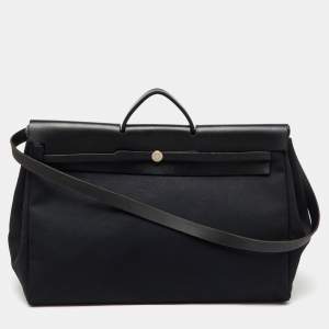 Pre Owned Hermes Black Canvas and Leather Herbag 50 Bag