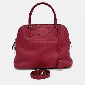 Pre Owned Hermes Bolide 31 Red Leather Bag