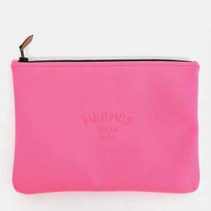 Pre Owned Hermes Pouch Pink Fabric Bag
