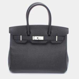 Pre Owned Hermes Birkin 30 Handbag Epsom Leather Epsom Black