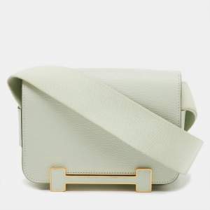 Pre Owned Hermes Vert Fizz Chevre Mysore Leather Gold Finish Geta Bag