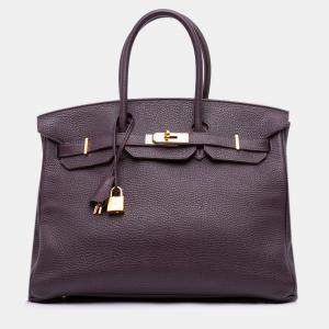 Pre Owned Hermes Birkin 35 Purple Togo Leather Shoulder Bag