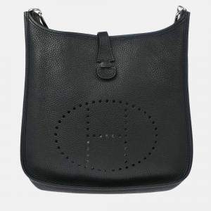 Pre Owned Hermes Evelyne II PM Black Taurillon Clemence Shoulder Bag