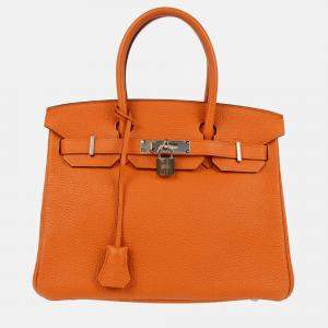 Pre Owned Hermes Birkin 30 Orange Togo Handbag