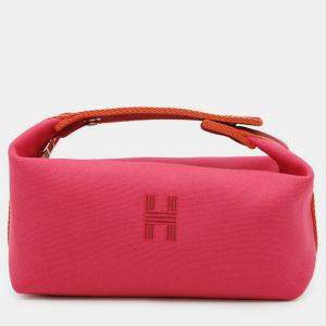 Pre Owned Hermes Bride-a-Brac PM Hibiscus Canvas Pouch
