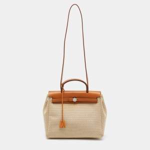 Pre Owned Hermès Ecru/Natural Toile Canvas and Vache Leather Herbag 31 Bag