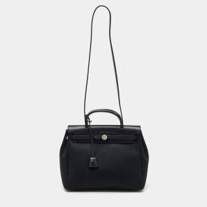 Pre Owned Hermès Black Toile Canvas and Vache Hunter Leather Herbag 31 Bag