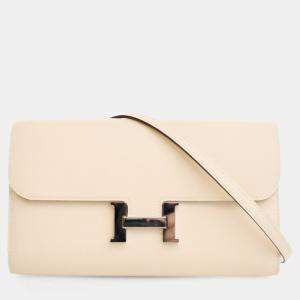 Pre Owned Hermes Constance To Go Wallet Craie Epsom Leather Wallet