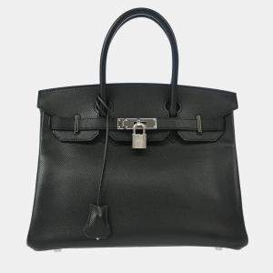 Pre Owned Hermes Birkin 30 Black Epsom Leather Tote Bag