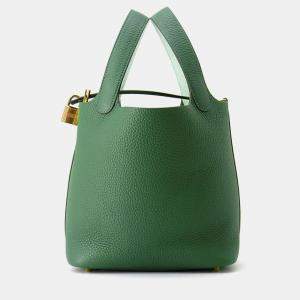 Hermes Picotin Lock Eclat Vert Moyen/Vert Peppermint Taurillon Clemence Swift Leather Size PM