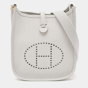 Pre Owned Hermès Gris Pale Taurillon Clemence Leather Evelyne TPM Bag