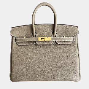 Pre Owned Hermes Birkin 25 Elephant Grey Togo Leather Tote Bag