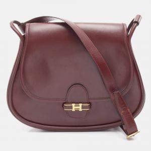 Pre Owned Hermes Creo Bordeaux Box Calf Leather Shoulder Bag 