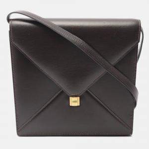 Pre Owned Hermes Brown Box Calf Leather Shoulder Bag