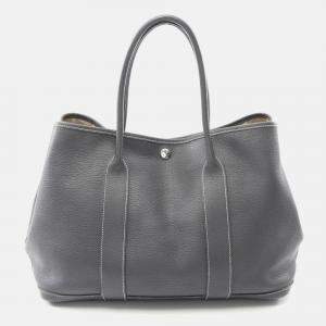 Pre Owned Hermes Garden Party Gray Ardoise Negonda Leather K Tote PM