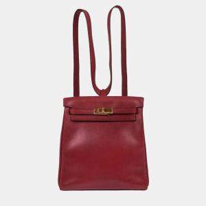 Pre Owned Hermes Kelly A Dos Rouge Vif Box Calf Backpack PM