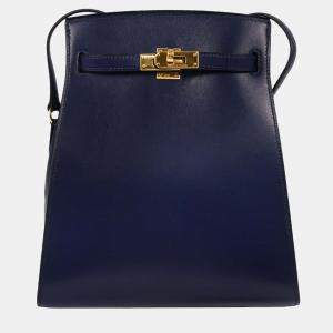 Pre Owned Hermes Kelly Sport Navy Blue Box Calf Shoulder Bag PM