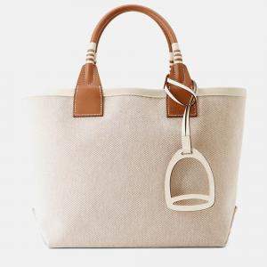 Pre Owned Hermes Steeple Ecru/Gold/Hat Toile H Swift Leather 25 Handbag