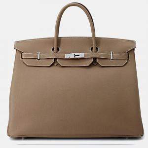 Pre Owned Hermes Birkin 40 Etoupe Togo Leather Bag