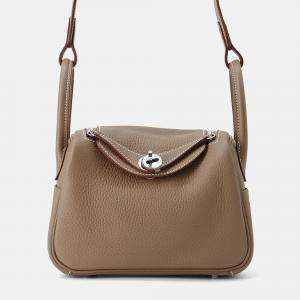Pre Owned Hermes Lindy Mini Etoupe Taurillon Clemence Bag 