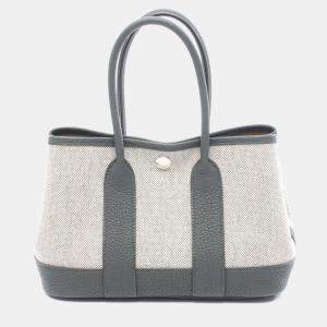 Pre Owned Hermes Garden Party Neo 23 Green/Beige Toile and Leather Tote Bag